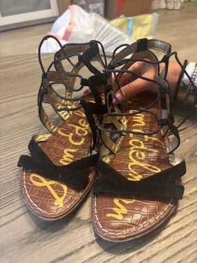 Sam Edelman Black Lace-Up Gladiator Sandals